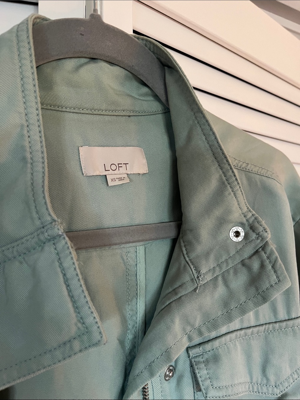 LOFT Light Blue/Green Utility Jacket - Picture 5 of 8